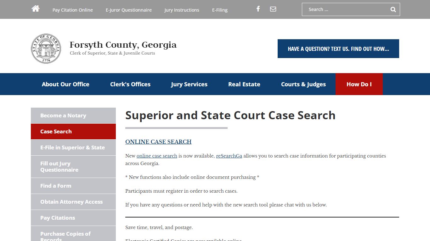 Superior and State Court Case Search - forsythclerk.com